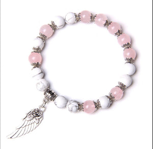 Rose Quartz Angel Wing Bracelet